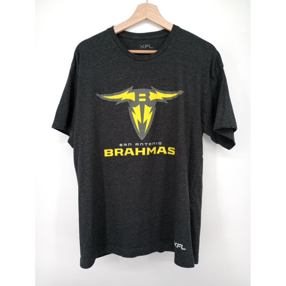 XFL T-Shirt Mens XL Grey San Antonio Brahmas Football Graphic Tee‎